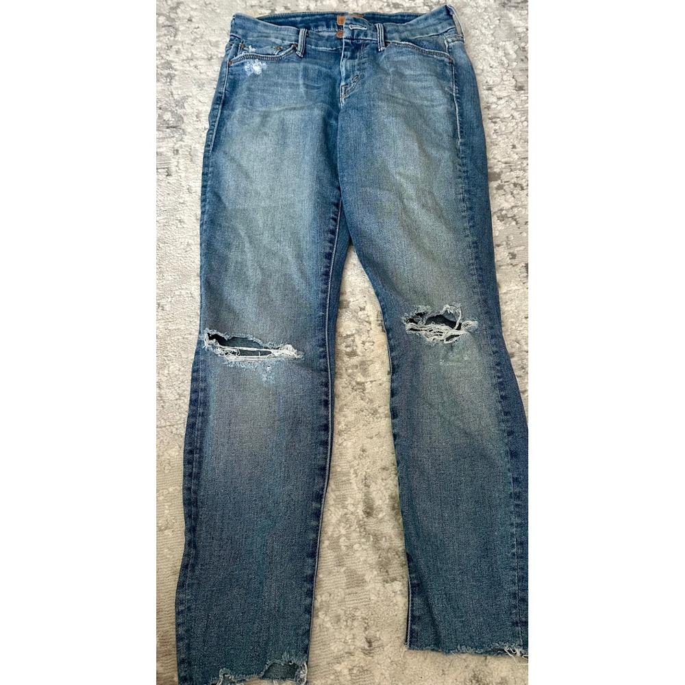 MOTHER‎ The Looker Crop Jeans Gypsy Wash Distressed High Rise Skinny Raw Hem 24